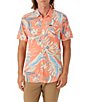 Color:Coral - Image 1 - Short Sleeve Tropical Oasis Eco Woven Shirt