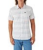 Color:White - Image 1 - Standard Fit Short Sleeve TRVLR UPF Traverse Striped Woven Shirt