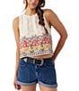Color:Mother Of Pearl - Image 1 - Tessa Coordinated Printed Crop Tie Back Tank Top