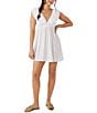 Color:White - Image 1 - Zaina Flutter Sleeve Ruffle V-Neck Dress