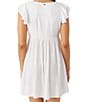 Color:White - Image 2 - Zaina Flutter Sleeve Ruffle V-Neck Dress