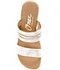 Color:Platinum - Image 5 - Amellia Metallic Leather Two Band Cork Wedge Slide Sandals