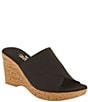 Color:Black - Image 1 - Christina Elastic Banded Cork Wedge Sandals