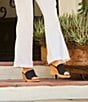 Color:Black - Image 3 - Christina Elastic Banded Cork Wedge Sandals