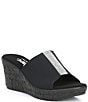 Color:Black - Image 1 - Danica Stretch Fabric Crystal Detail Wedge Sandals