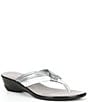 Color:Pewter - Image 1 - Melba Metallic Leather Thong Sandals