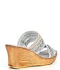 Color:Silver - Image 2 - Tabitha Braided Raffia Metallic Wedge Slide Sandals