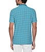 Color:Tahitian Tide - Image 2 - Allover Print Jacquard Quarter-Zip Short Sleeve Polo Shirt