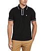 Color:True Black - Image 1 - Earl Pique Short Sleeve Polo Shirt