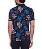 Color:Dark Sapphire - Image 2 - Floral Print Modern Fit Short Sleeve Polo Shirt