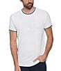 Color:Bright White - Image 1 - French Terry Logo Ringer Short Sleeve T-Shirt
