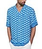Color:Skydiver - Image 1 - Geo Print Short Sleeve Woven Camp Shirt
