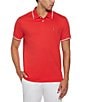 Color:Racing Red - Image 1 - Interlock Tipped Short Sleeve Polo Shirt