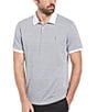 Color:Bright White - Image 1 - Jacquard Short Sleeve Polo Shirt