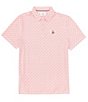 Color:Strawberry Pink - Image 1 - Short Sleeve Geometric Print Polo Shirt