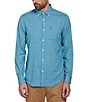 Color:Tahitian Tide - Image 1 - Stretch Textured Dobby Gingham Long Sleeve Woven Shirt