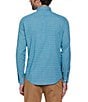 Color:Tahitian Tide - Image 2 - Stretch Textured Dobby Gingham Long Sleeve Woven Shirt