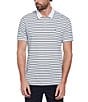 Color:Bright White - Image 1 - Stripe Interlock Short Sleeve Polo Shirt