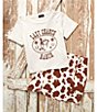Color:Cream Mocha - Image 3 - Big Girls 7-16 Cow Print Notch Skirt