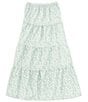 Color:Laurel Green - Image 2 - Big Girls 7-16 Ditsy Floral Printed Tiered Maxi Skirt