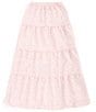 Color:Light Pink - Image 1 - Big Girls 7-16 Floral Print Layered Maxi Skirt