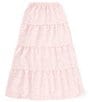 Color:Light Pink - Image 2 - Big Girls 7-16 Floral Print Layered Maxi Skirt