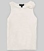 Color:Ivory - Image 1 - Big Girls 7-16 High Neck Double Layer Rosette Tank