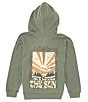 Color:Oil Green - Image 1 - Big Girls 7-16 Long Sleeve Here Comes The Sun Screen Zip-Up Hoodie