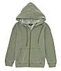 Color:Oil Green - Image 2 - Big Girls 7-16 Long Sleeve Here Comes The Sun Screen Zip-Up Hoodie