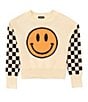 Color:Ivory Black - Image 1 - Big Girls 7-16 Long Sleeve Smile Sweater