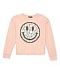 Color:Peach Whip - Image 1 - Big Girls 7-16 Long-Sleeve Smiley Face Graphic T-Shirt