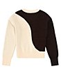 Color:Black/Ivory - Image 2 - Big Girls 7-16 Long-Sleeve Yin Yang Daisy Sweater