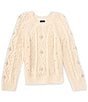 Color:Ivory - Image 1 - Big Girls 7-16 Rhinestone Cable Knit Long Sleeve Sweater