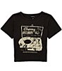 Color:Washed Black - Image 1 - Big Girls 7-16 Short Sleeve Cherry Records Crop T-Shirt
