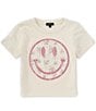 Color:Artic Wolf - Image 1 - Big Girls 7-16 Short Sleeve Ditsy Smiley Crop T-Shirt