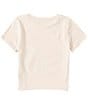 Color:Peach Whip - Image 2 - Big Girls 7-16 Short Sleeve Ditsy Smiley Crop T-Shirt