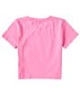 Color:Hot Pink - Image 2 - Big Girls 7-16 Short Sleeve Ditsy Smiley Crop T-Shirt