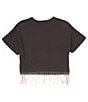 Color:Black - Image 2 - Big Girls 7-16 Short Sleeve House Of Music Rhinestone Fringe Trim T-Shirt