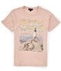 Color:Peach Whip - Image 1 - Big Girls 7-16 Short Sleeve OuterBanks Watercolor Graphic T-Shirt