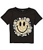 Color:Washed Black - Image 1 - Big Girls 7-16 Short Sleeve Rainbow Heart Star Smiley Cropped T-Shirt