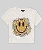 Color:Coconut Milk - Image 1 - Big Girls 7-16 Short Sleeve Rainbow Heart Star Smiley Cropped T-Shirt