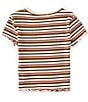 Color:Ivory Blue Brown - Image 2 - Big Girls 7-16 Short Sleeve Stripe Baby Rib T-Shirt