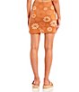 Color:Meerkat - Image 2 - Coordinating Lettuce Edge Daisy Print Cinched Knit Mini Skirt