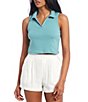 Color:Oil Blue - Image 1 - Johnny Collar Sleeveless Top