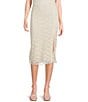 Originality Lace Front Slit Midi Skirt, Color:Cream - Image 1