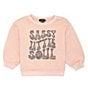 Color:Evening Sand - Image 1 - Little Girls 2T-6X Long Sleeve Sassy Little Soul Fleece Sweatshirt