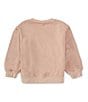 Color:Evening Sand - Image 2 - Little Girls 2T-6X Long Sleeve Smiley Pearled Fleece Sweatshirt