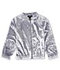 Color:Sky Gray - Image 1 - Little Girls 2T-6X Raglan Sleeve Velvet Jacket