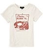 Color:Artic Wolf - Image 1 - Little Girls 2T-6X Short-Sleeve Cherry Records Crop T-Shirt