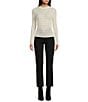 Color:Ivory - Image 3 - Long Sleeve Lace Mock Neck Top